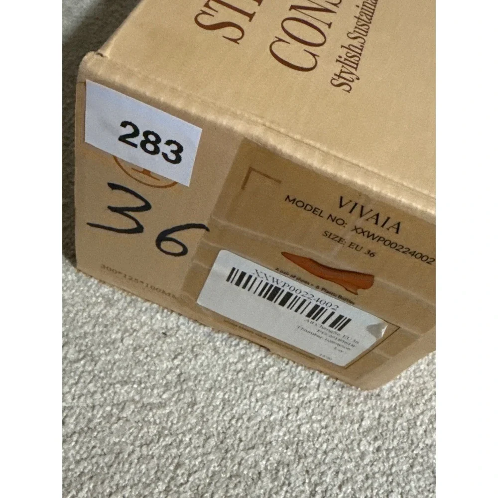 VIVAIA Pointed Toe Striped Wedge Flats Orange Women's size EU/36 US/5.5-6
